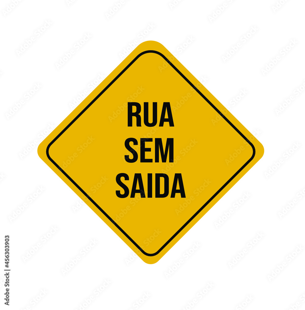 Dead end street traffic sign, brazilian signage pattern, written in portuguese 