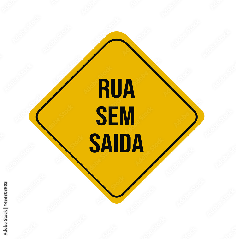 Dead end street traffic sign, brazilian signage pattern, written in portuguese Dead end street traffic sign, brazilian signage pattern, written in portuguese