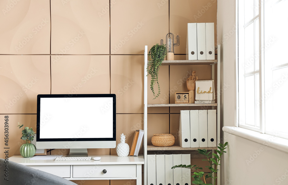 Interior of stylish room with modern workplace Interior of stylish room with modern workplace