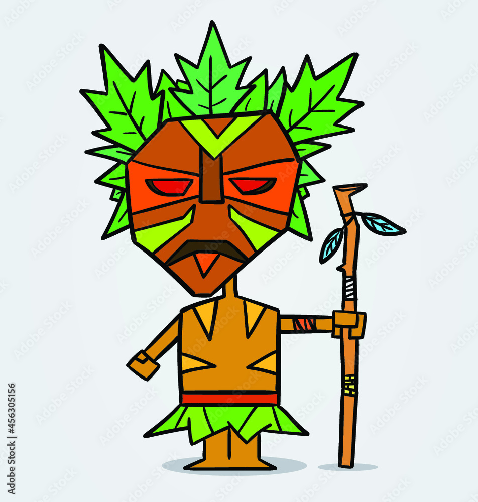 geometric drawing of a witch doctor with a mask geometric drawing of a witch doctor with a mask