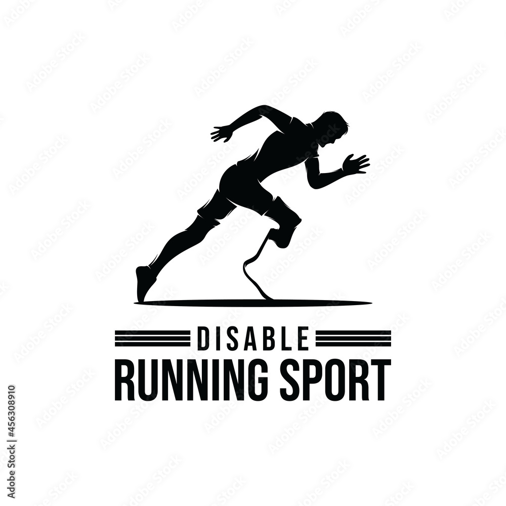 Naklejka premium Disabilities runner sports competition logo design