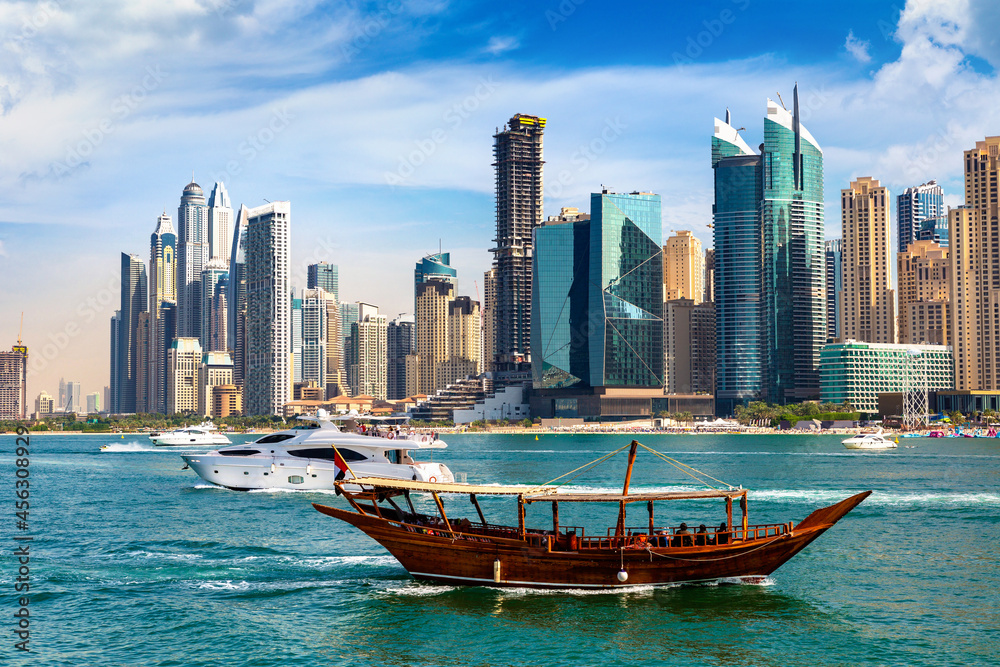 Dhow cruise in Dubai Marina - obrazy, fototapety, plakaty 