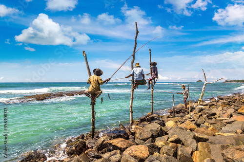 Local Fisherman fishing in Sri Lanka photo