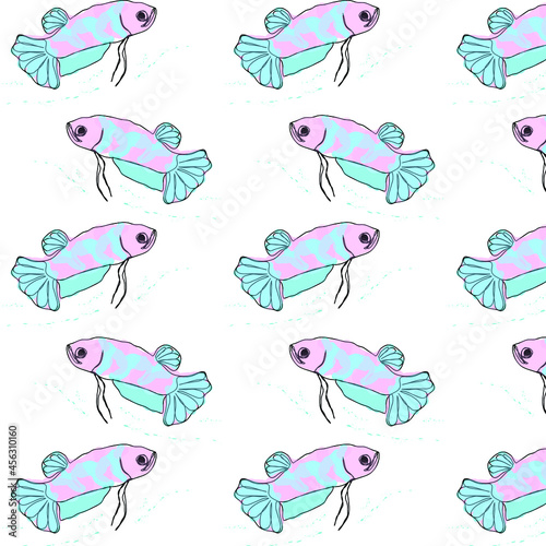 blue fish watercolor  pattern  vector eps.10