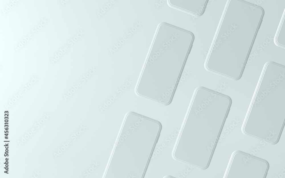 3D white phone illustration with blank screen 3D white phone illustration with blank screen