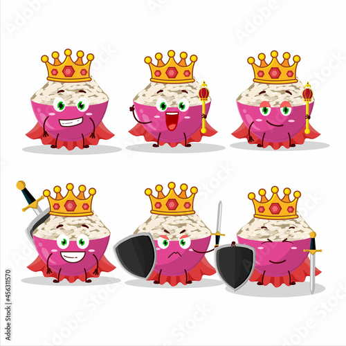 A Charismatic King basmati rice cartoon character wearing a gold crown