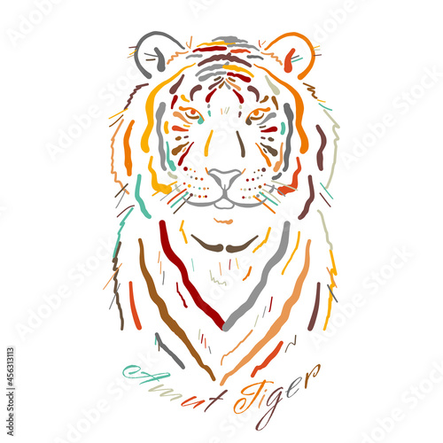 White Tiger art portrait for your design. Stylish poster. Symbol of year 2022
