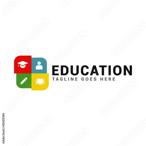 Educational logo simple icon template. Simple logo education by depicting intelligence and insight.