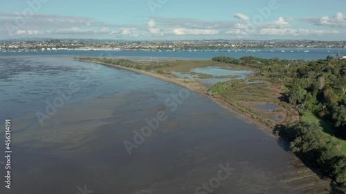 Aerial: Tahuna Torea and Tamaki Estuary. Glendowie. Auckland, New Zealand photo