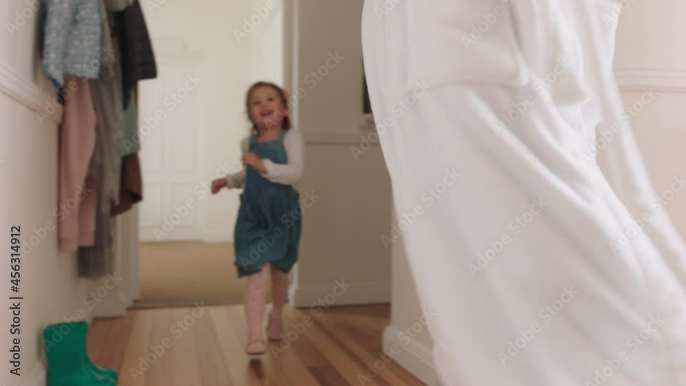 happy mother and daughter play catch running through house little girl playing game chasing mom enjoying fun weekend together 4k footage happy mother and daughter play catch running through house little girl playing game chasing mom enjoying fun weekend together 4k footage