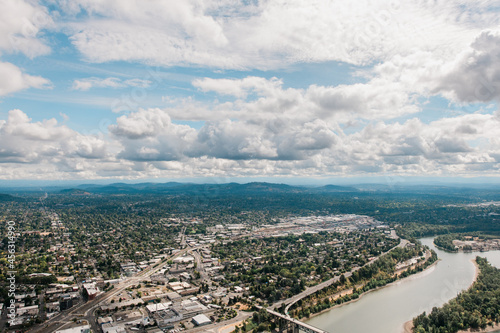 Aerial photography of Portland  Oregon.