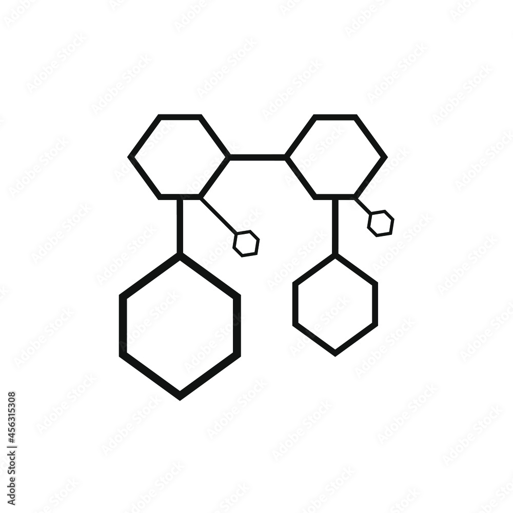several large small hexagons connected by lines several large small hexagons connected by lines