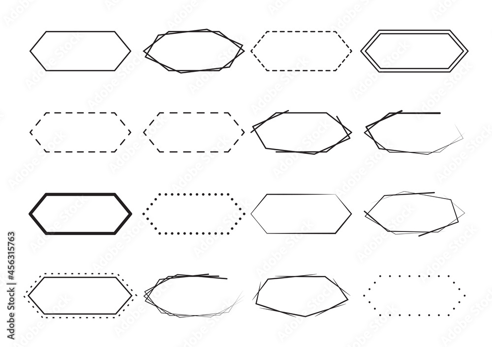 Fototapeta premium Set of hexagon border background. geometric frames decoration elements design.