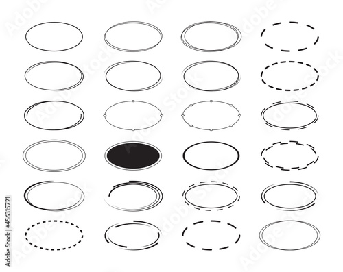 Set of oval border background. ellipse frames decoration elements design.