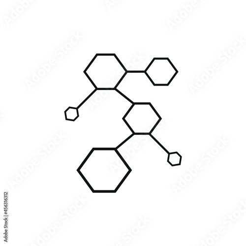vector of several large and small hexagons related by lines
