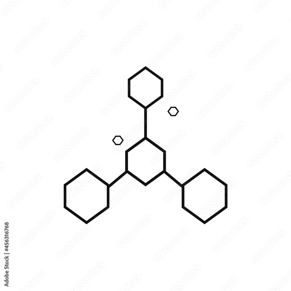 draw several hexagons connected by lines draw several hexagons connected by lines