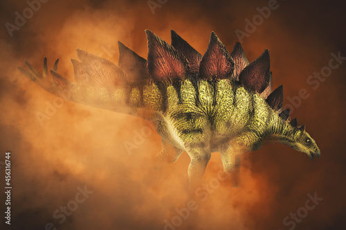 Stegosaurus , dinosaur on smoke background © meen_na