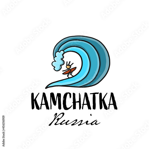 Kamchatka Surfing, Russian Far East. Sketch for your design
