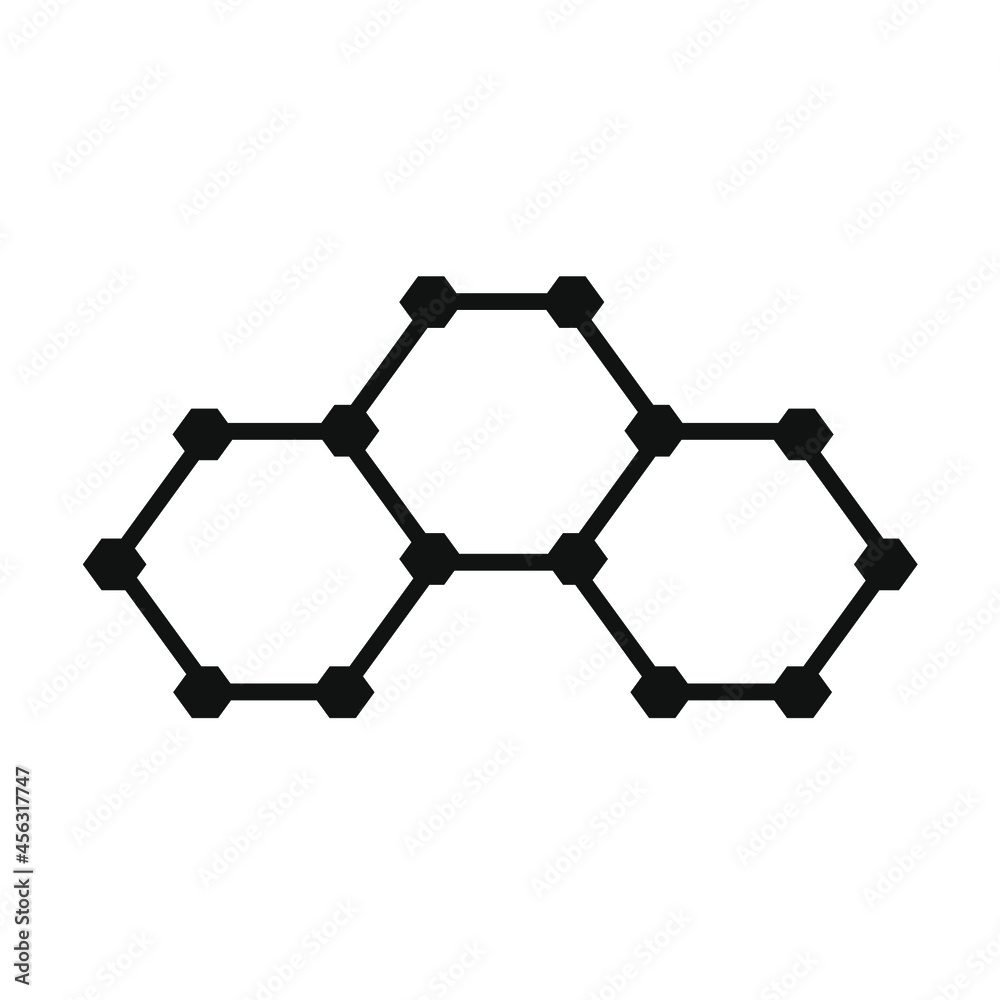 three hexagons with small hexagons attached to each side three hexagons with small hexagons attached to each side