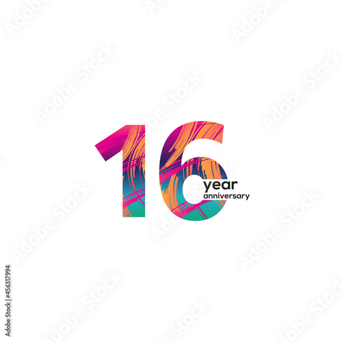 16th anniversary event party. Vector illustration. numbers template for Celebrating. photo