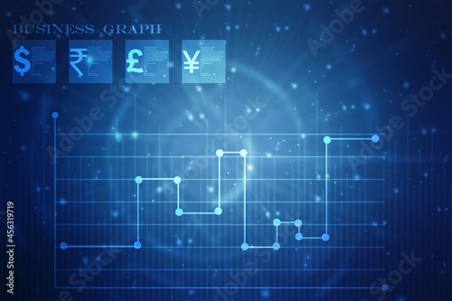 Business Growth graph on technology background, Futuristic raise arrow chart digital transformation abstract technology background. Big data and business growth currency stock and investment economy 