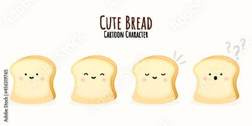 Set of cute bread cartoon character Premium Vector