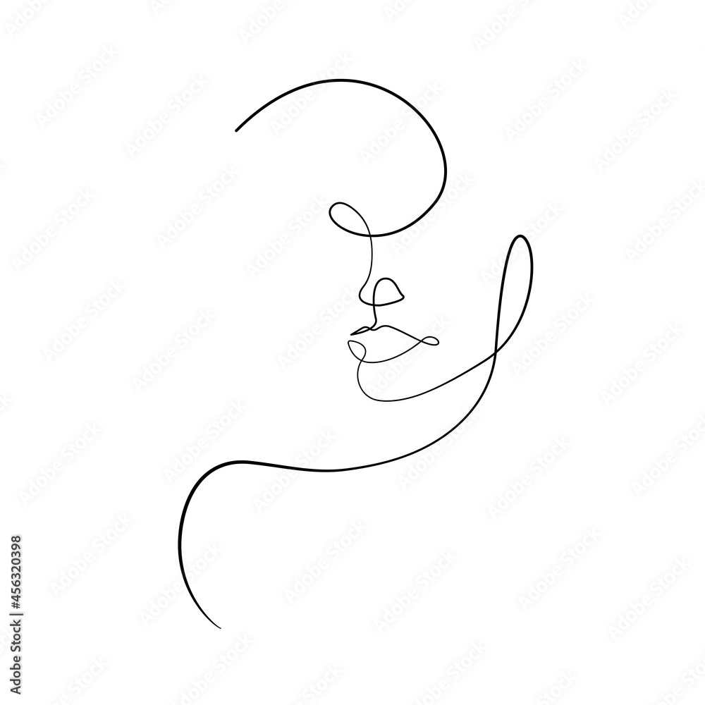 Woman Face Line Art Drawing. Abstract Female Head One Line Drawing for Wall Art, Fashion Prints, Posters. Art Sketch Print, Black And White Single Line Art, Feminine Poster. Vector EPS 10 Woman Face Line Art Drawing. Abstract Female Head One Line Drawing for Wall Art, Fashion Prints, Posters. Art Sketch Print, Black And White Single Line Art, Feminine Poster. Vector EPS 10