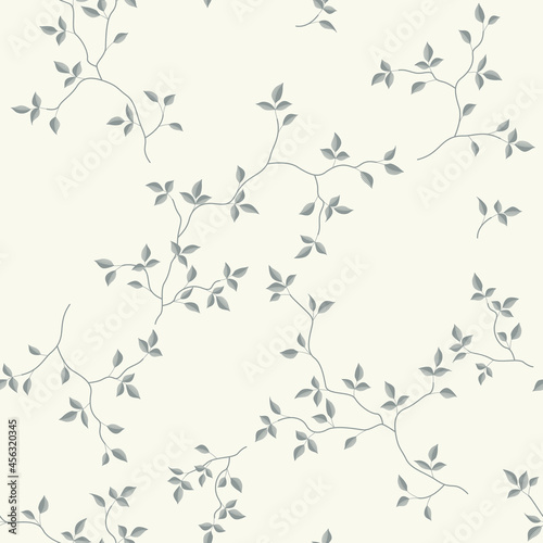 seamless pattern of flowers, branches and leaves