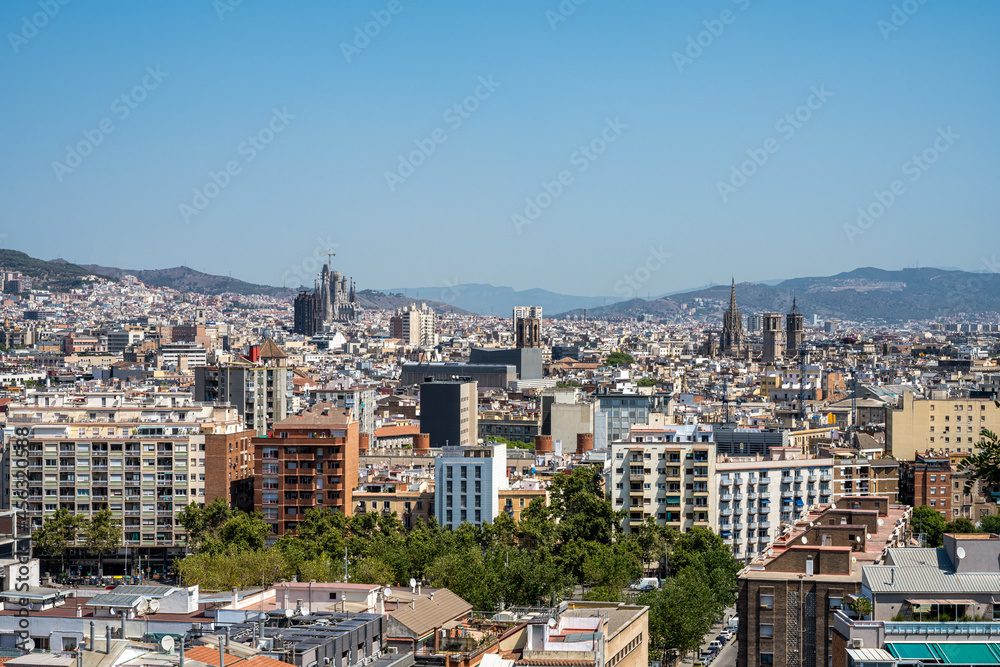 View over Barcelona in Spain from Montjuic