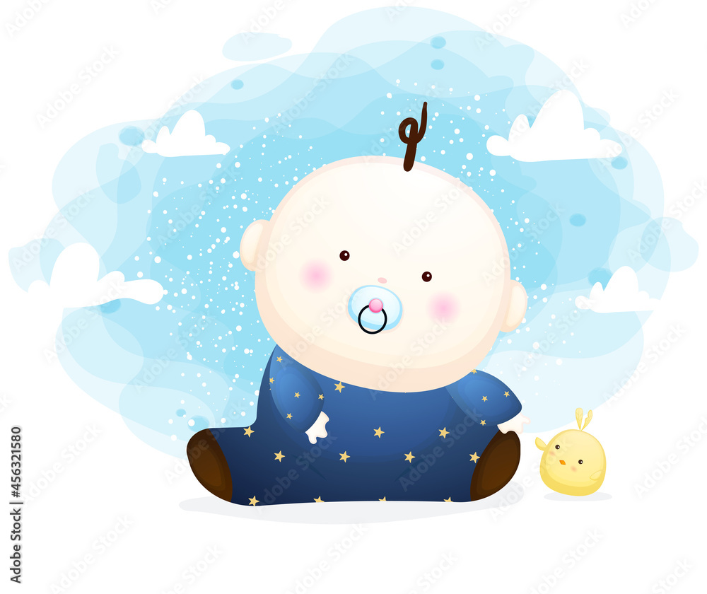 Cute baby boy plying with chicks cartoon character. Baby concept illustration Premium Vector Stock Vector | Adobe Stock Cute baby boy plying with chicks cartoon character. Baby concept illustration Premium Vector Stock Vector | Adobe Stock