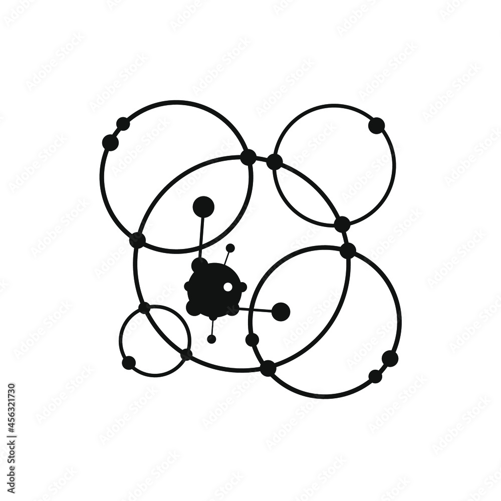 several interlocking circles and a molecule in them several interlocking circles and a molecule in them
