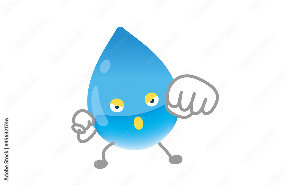 かわいい水のキャラクターのベクターイラスト(闘うポーズ) かわいい水のキャラクターのベクターイラスト(闘うポーズ)