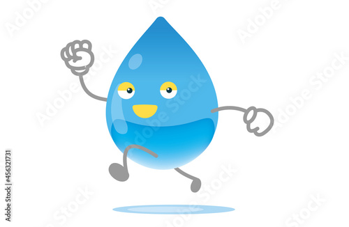 かわいい水のキャラクターのベクターイラスト（ジャンプポーズ）