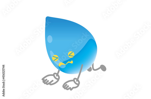 かわいい水のキャラクターのベクターイラスト（落ち込むポーズ）