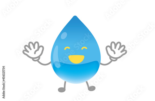 かわいい水のキャラクターのベクターイラスト（嬉しいポーズ）