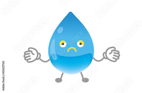 かわいい水のキャラクターのベクターイラスト（呆れるポーズ）