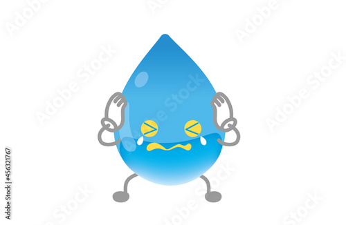 かわいい水のキャラクターのベクターイラスト（悩むポーズ）