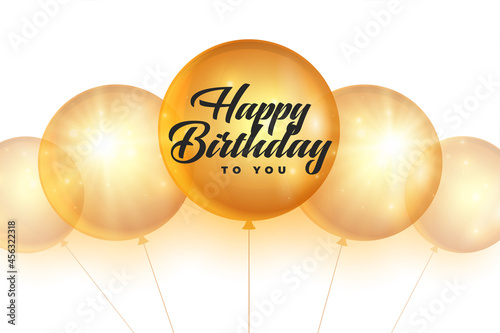 happy birthday card with golden balloons