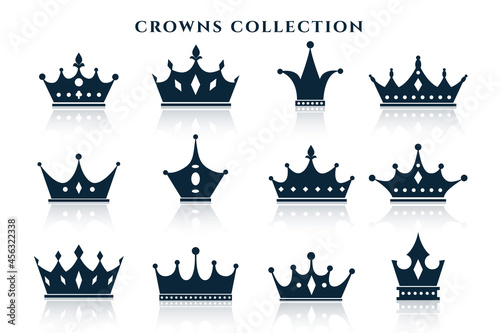 big set of crowns in different styles