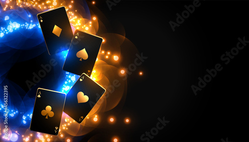 casino cards background with sparkles lights