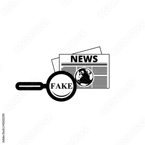 Search fake news icon isolated on white background