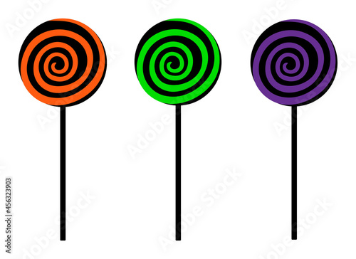 Halloween candy lollipop caramel vector illustration	