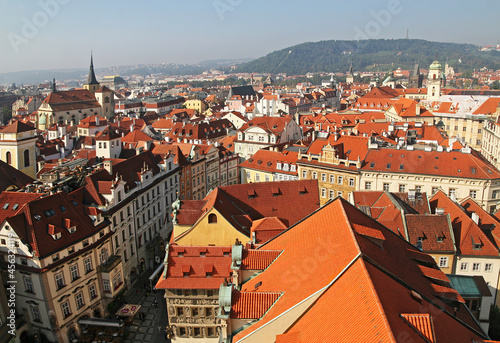 Prague. View of the Old Town and Petrin Hill from the Tower of the Old Town Hall.
