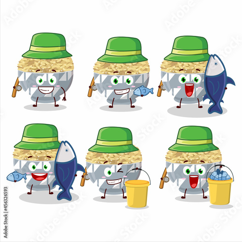 A fisherman parboied long grain rice cartoon picture catch a big fish