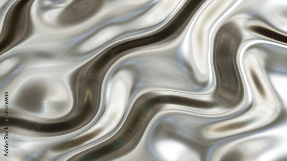 Silver chrome metal texture with waves, liquid silver metallic silk