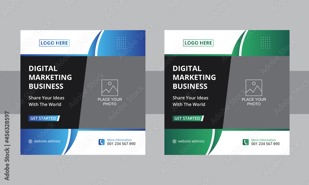 Professional digital marketing business social media post vector design template. Creative online advertising social media banner layout