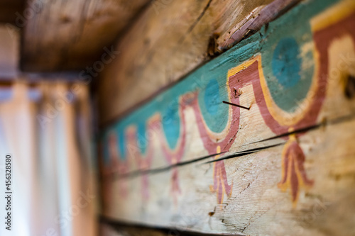 Traditional wall painting in an Austrian mountain hut