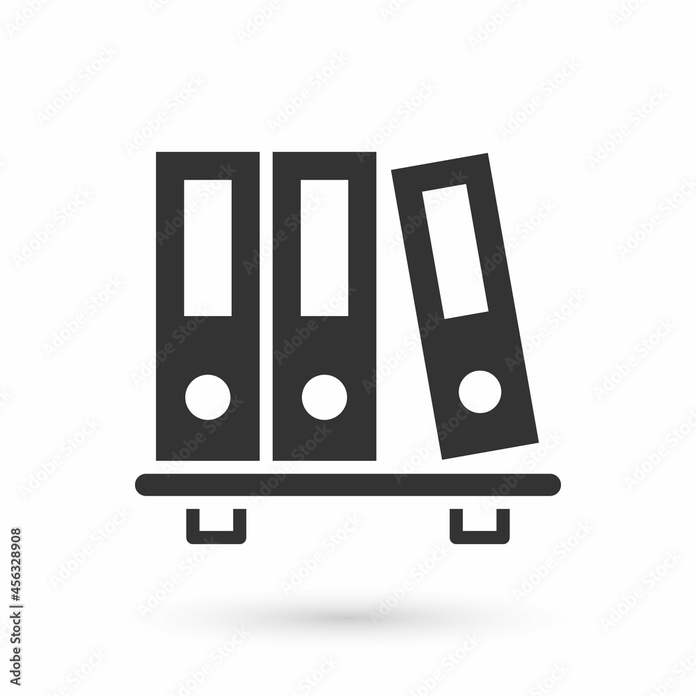 Grey Office folders with papers and documents icon isolated on white background. Office binders. Archives folder sign. Vector Grey Office folders with papers and documents icon isolated on white background. Office binders. Archives folder sign. Vector