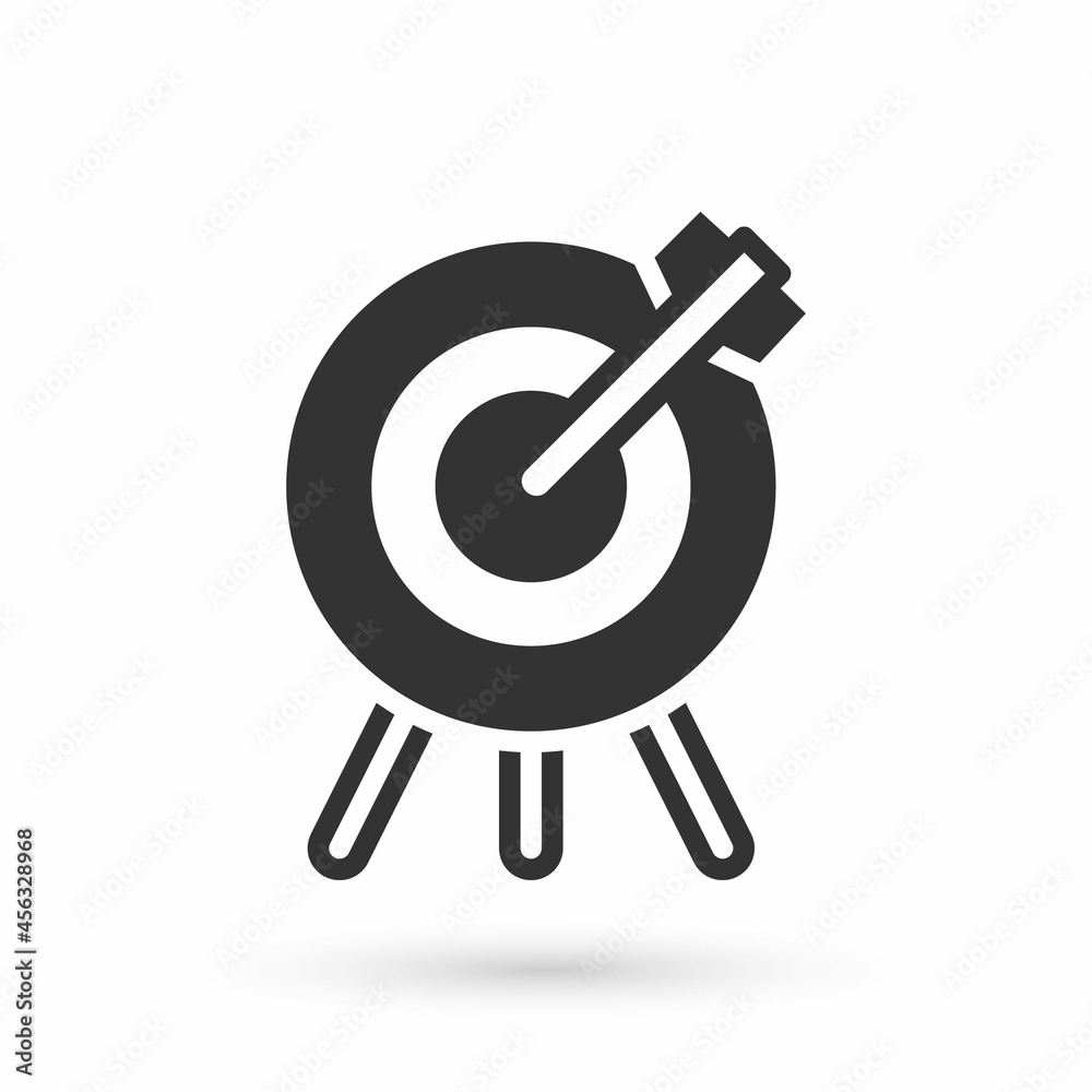 Grey Target financial goal concept icon isolated on white background. Symbolic goals achievement, success. Vector Grey Target financial goal concept icon isolated on white background. Symbolic goals achievement, success. Vector