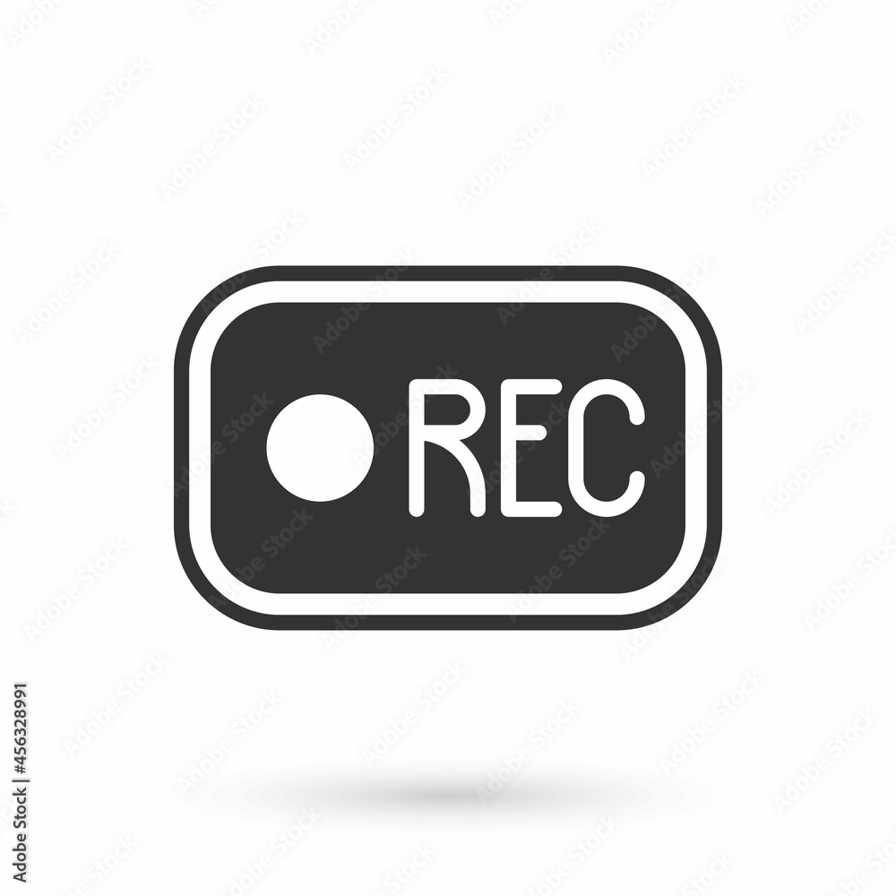 Grey Record button icon isolated on white background. Rec button. Vector Grey Record button icon isolated on white background. Rec button. Vector